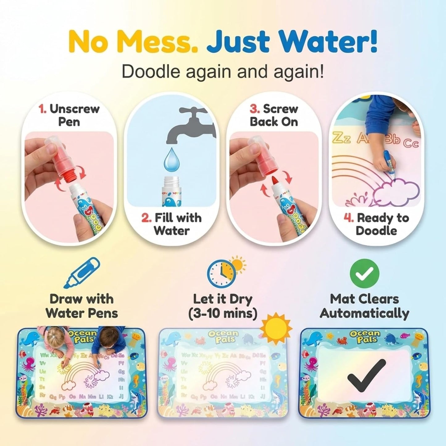 Reuseable Water Drawing Doodle Mat